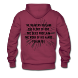 Awesome Science Media Hoodie - Star burst Psalm 19:1 - burgundy