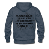 Awesome Science Media Hoodie - Star burst Psalm 19:1 - heather denim